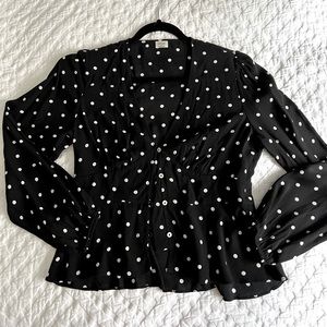 Wilfred polka dot v-neck crepe blouse. Size Medium.